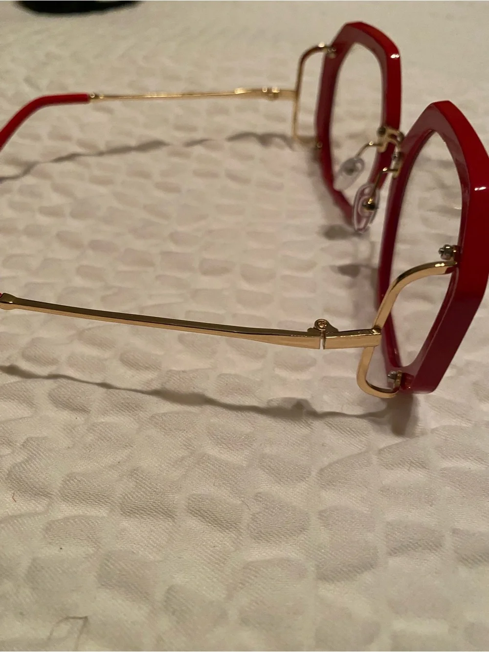 Red Octagonal Frame Women's Fashion Glasses